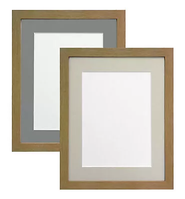 Oak Picture Photo Frames With Light Grey Or Dark Grey Mounts 20x16 A3 A4 A2 H7 • £12.26