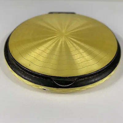 £299 • Buy Fine Quality German Solid “935” Silver Yellow Guilloche Enamel Compact 10.5cm
