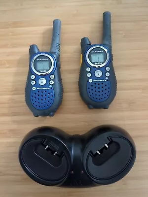 2x Motorola Talkabout T6530 Handheld Two-Way Radio With Base Car & Wall Charger • $20