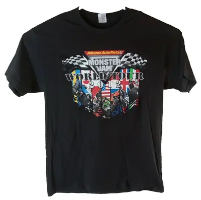Monster Truck Monster Jam 2012 World Tour T-Shirt Men's Lg. Black Crew Neck S/S • $19.95