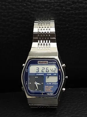 Vintage Citizen Cq Ana-digi 4-099991  Digital Analog Alarm Men Watch Japan Made • $79.99