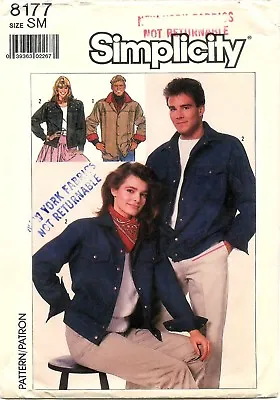 Simplicity # 8177 Sewing Pattern: Misses' & Men's Loose-Fitting Jacket: Size SM • $12.99