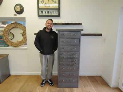 £498 • Buy Vintage Cast Iron & Steel 10 Drawer Filing Cabinet 4 Lockable Drawers H 153cm