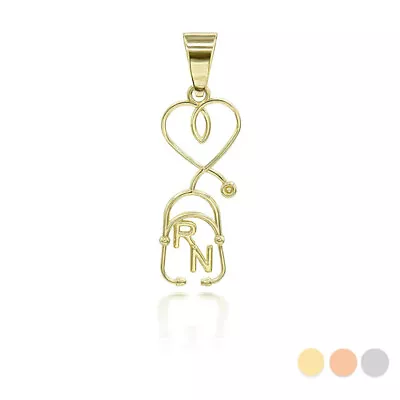 Gold Registered Nurse Stethoscope Pendant Necklace • $374.74