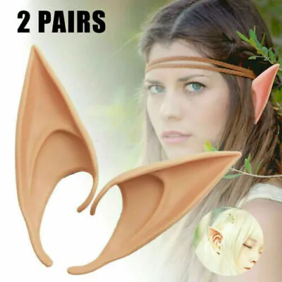 £4.29 • Buy 2 Pairs Elf Ears Rubber Latex Prosthetic Tips Angel Pixie Fairy Cosplay Party
