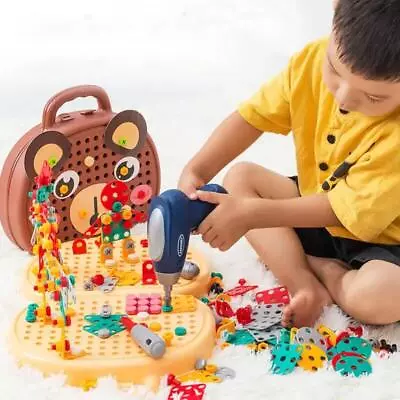 203 Pieces Children's Repair Toolbox Creative Mosaic Puzzle Toy With Electric Dr • $32.99