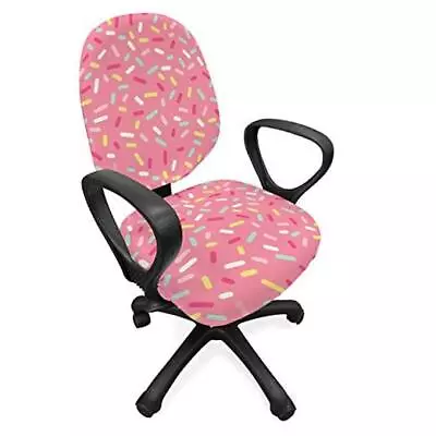  Pink And White Office Chair Slipcover Medium Size - 2 Pieces Pink Yellow • $42.84