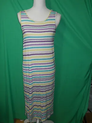 NEW YORK & CO.  SIZE L  Mardi Gras COLOR STRIPED SHEATH DRESS STRETCH (B20) • $25.19