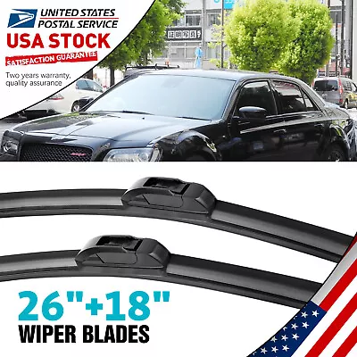 Clean Smooth 26''+18''Front Car Wiper Blades Double Rubber Brushes Windscreen • $12.96