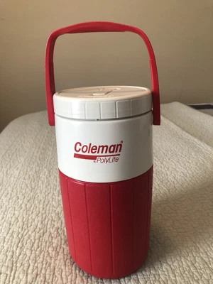 $17.99 • Buy Vintage Coleman Polylite 1/2 Gallon Water Cooler Jug 5590 Red/White Thermos