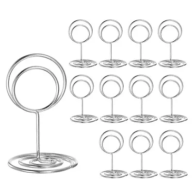 12pcs Table Number Holders 50mm Tall 31mm Base Width Mini Round Silver Tone • £7.61