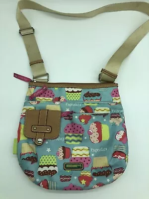 £4.83 • Buy Lily Bloom Purse Brown Cupcake Colorful Print Messenger Bag Cross-body