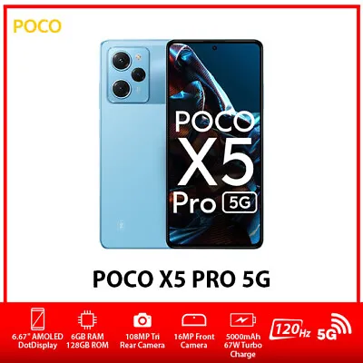 $589.99 • Buy (Unlocked) Xiaomi POCO X5 Pro 5G Dual SIM Android Mobile Phone – Blue/6GB+128GB