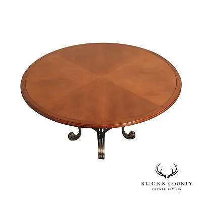 Italian Style Round Wood Top Iron Base Dining Table • $995