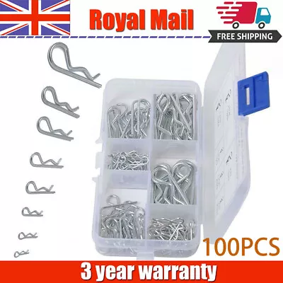 100X R Clips Spring Lynch Hitch Cotter Hair Pin Assortment Steel Tractor Set • £5.89