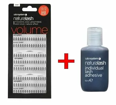 Salon System Naturalash Individual Eyelashes Eye Lashes Black(S/M/L) + ADHESIVE • £16.99