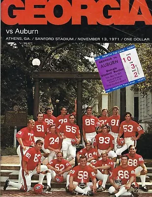 1971 11/13 Football Program Georgia Bulldogs V Auburn Tigers W/ Ticket VG • $29.99