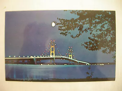 Vintage Photo Postcard Mackinac Bridge By Moonlight Michigan Unused • $4.99