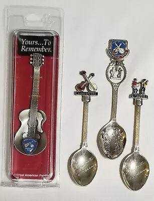 Lot Of 4 Souvenir Spoons  Nashville  Music City  Guitar • $13.50