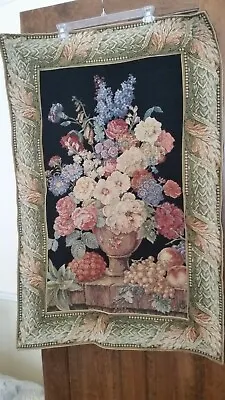 TAPESTRY - Vintage CLASSIC ITALY WOVEN Floral / Fruit Wall Hanging - 30  X 45  • $42