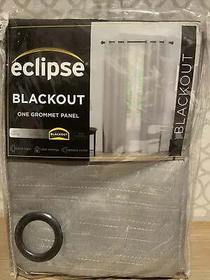 🍒 Eclipse Nikki Gray Pinstripe Blackout Curtain Panel Grommet 40”W X 84”L • $22.99