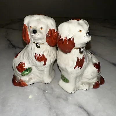 RARE PAIR STICKERED Brwn SPOTTED Beswick Staffordshire Dogs King Charles 1738-7 • £458.44