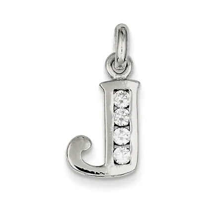 Sterling Silver White CZ Initial J Pendant QC6716J • $40.99