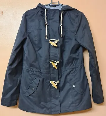 Fat Face Jacket Coat Navy Blue Lightweight Drawstring Waist Hooded Size 10 • £17.95