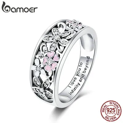 Bamoer Fine S925 Sterling Silver Ring Flower Dance With AAA CZ For Women Jewelry • $8.22