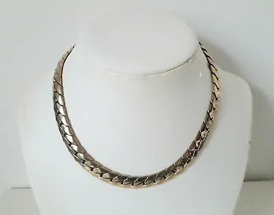 £11.99 • Buy Vintage 1980s Goldtone Gold Plated Chunky Thick Heavy Flat Snake Chain Necklace