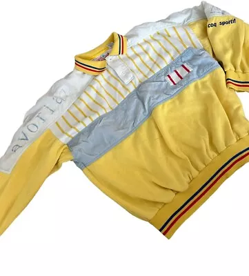Vintage Le Coq Sportif Sweatshirt Jacket Women Medium Yellow Saut A Ski • £28.94