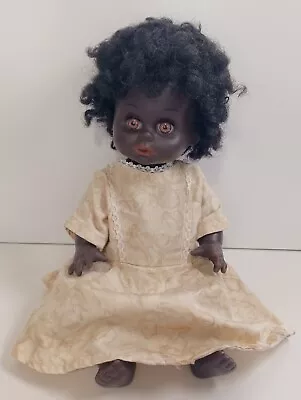 Vintage African American Doll Sleeping Eyes 70s Toy 38cm Tall Curly Hair Rubber • $49.99