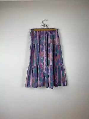 Vintage Taos Mexican Ikat Cotton Tiered Skirt • $111.35