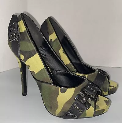 Ellie Shoes Women’s 8 Camo Stilettos Open Toe Pumps Heels 423/PFC • $19.88