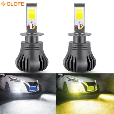 Strobe Flash H3 COB LED Fog Light Bulbs Conversion Kit 6000K White & 3K Yellow • $17.89