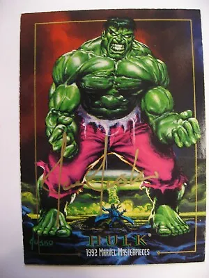 Skybox 1992 Marvel Masterpieces Hulk Promo Card Signed By Joe Jusko In Gold Pen • $40