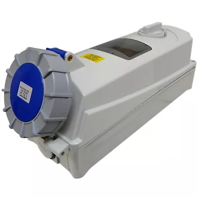 £110 • Buy 63 Amp Socket Interlocked With DIN Rail And Switch 3 Pin 230V IP67 Waterproof