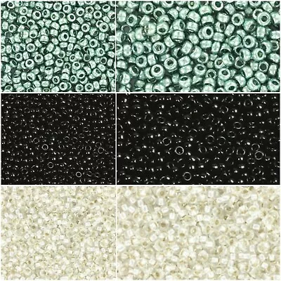 Miyuki 15/0 Japanese Seed Beads - 10g Opaque Black Galvanised Seafoam Crystal • £2.40