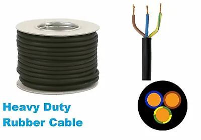 £1.89 • Buy Rubber Cable 3 Core 1mm H07RN-F Heavy Duty Pond Outdoor Site Extension Per Metre