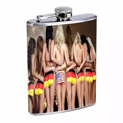 $14.95 • Buy German Pin Up Girls D11 Flask 8oz Stainless Steel Hip Drinking Whiskey