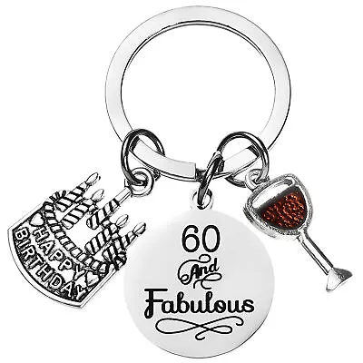 60th Birthday Keyring Collection Mum Dad Fabulous Pattern Teen Stainless Steel • $8.26