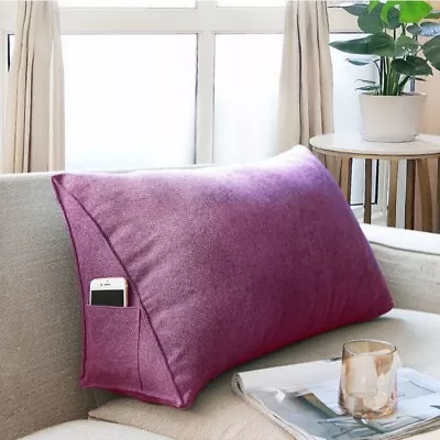 Sofa Triangle Back Cushion Cover Fleece Bed Headboard Backrest Pillow Case Soft • $17.57