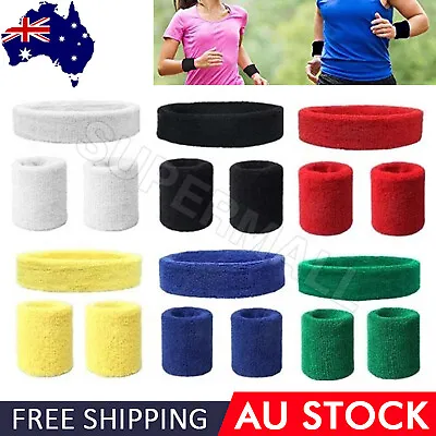 Cotton Headband Sweatbands Head Band For Tennis Badminton Sport Yoga OZ • $5.77