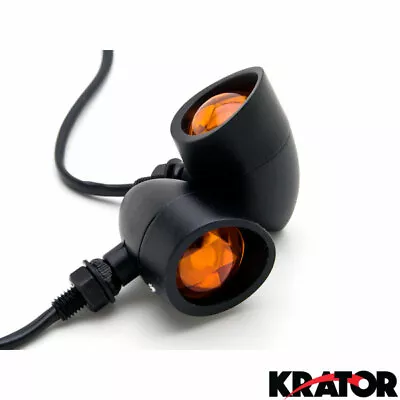 NEW Bullet Black Amber Bulb Motorcycle Turn Signal Cruiser Chopper Custom Light • $20.99