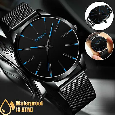 Luxury Men's Quartz Watch Stainless Steel Analog Ultra Thin Waterproof Business • $9.48