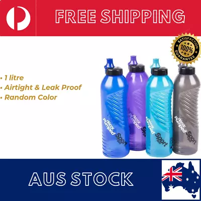 Decor Pumped Sport Slider Water Drink Bottle 1 Litre Assorted Free Shipping AU • $13.95