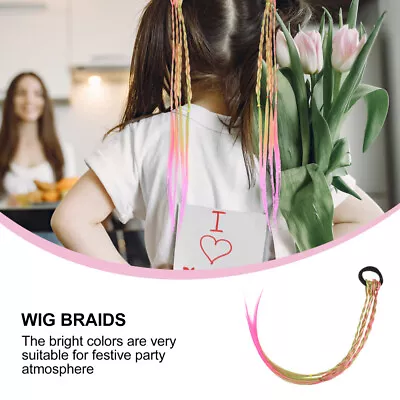  4 Pcs Wig Braid Plastic Child Kids Braids Hair Bands Curly Ponytail • £6.39