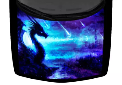 Mystical Vivid Dragon Forest Blue Black Truck Hood Wrap Vinyl Car Graphic Decal • $106.45