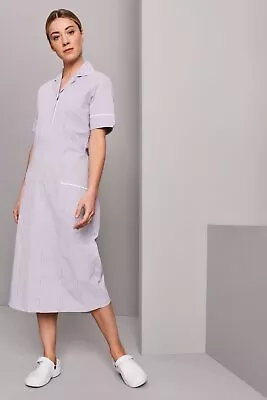 £13.99 • Buy Women's Work Dress UK 20 Healthcare Nurse Uniform Carer PPE Lilac White Stripe