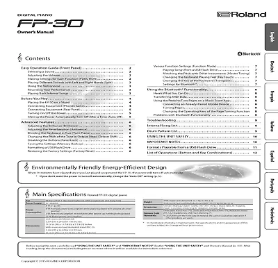 Roland FP-30 Owners Manual User Guide Instructions COIL BOUND 18 Pages • $34.10